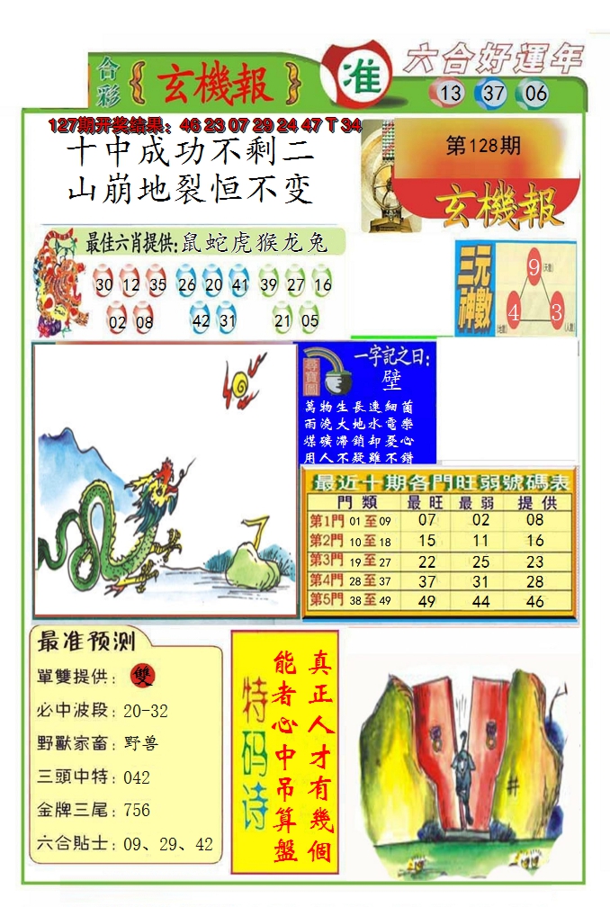 2024128期九龍玄机报(推荐)