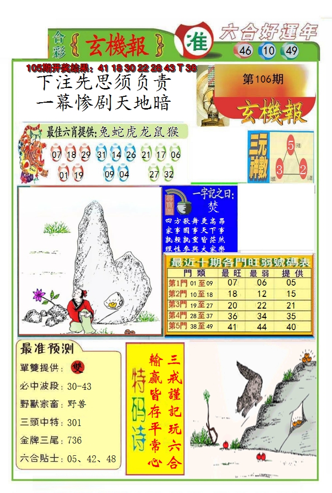 2024106期九龍玄机报(推荐)