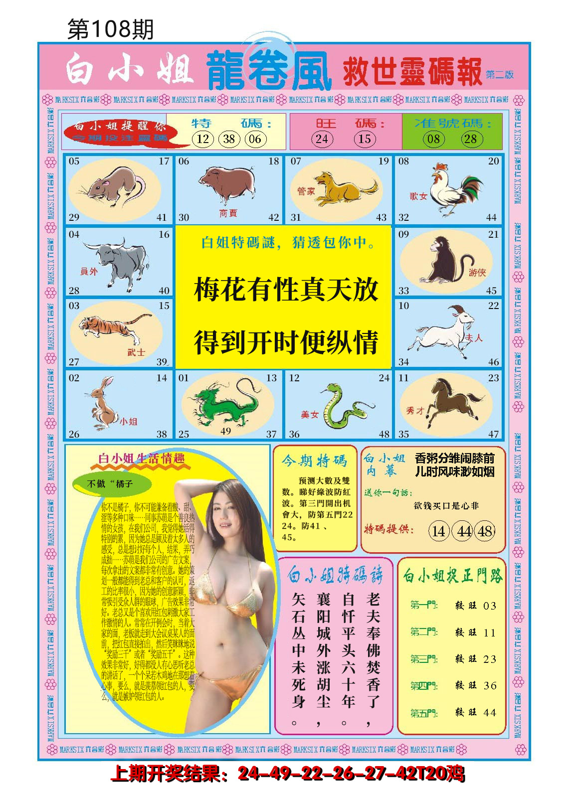 2024108期白小姐龙卷风B