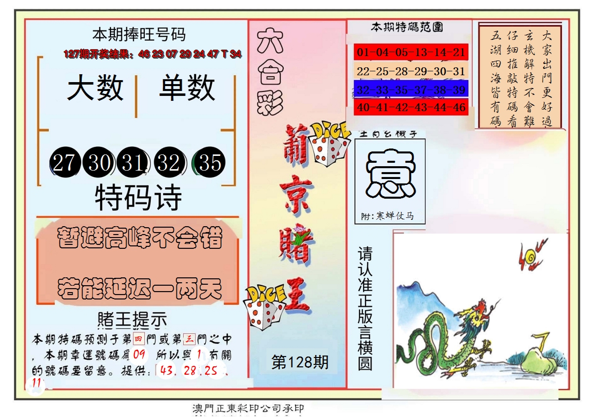 2024128期葡京赌王彩