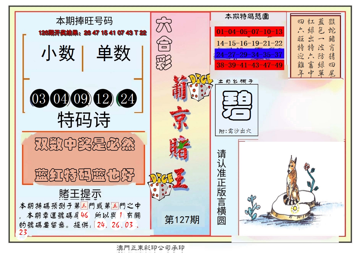 2024127期葡京赌王彩