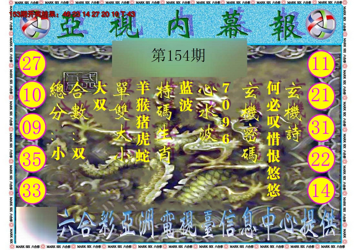 2024154期亚视内幕报