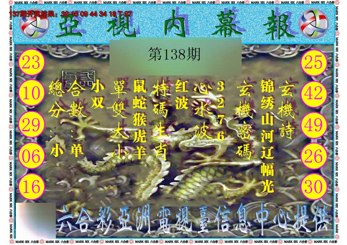 2024138期亚视内幕报