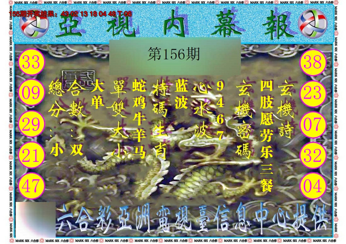2024156期亚视内幕报