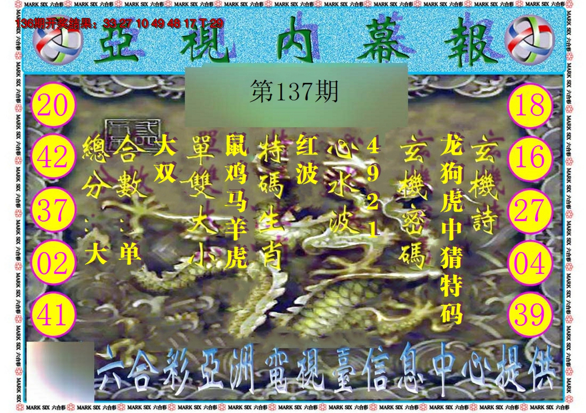 2024137期亚视内幕报
