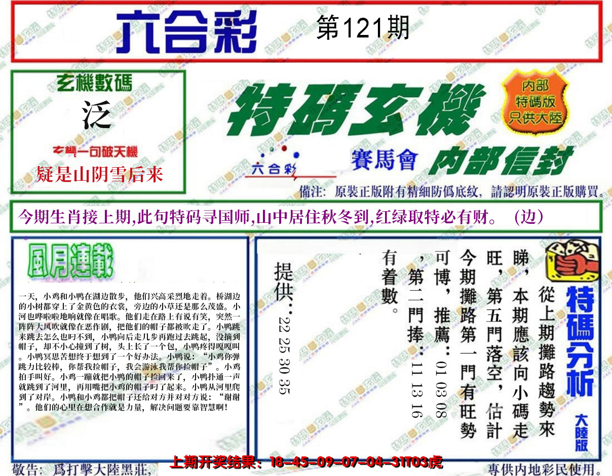 2024121期特码玄机