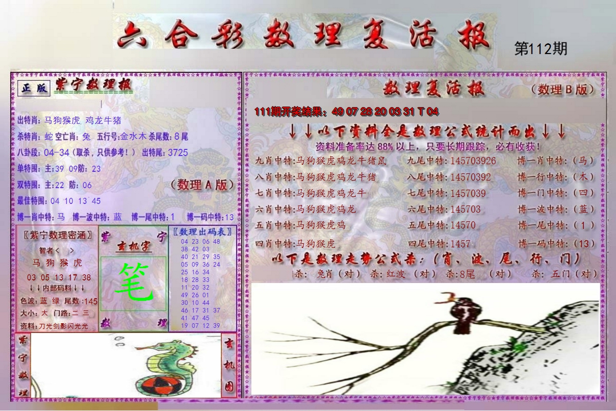 2024112期数理复活报