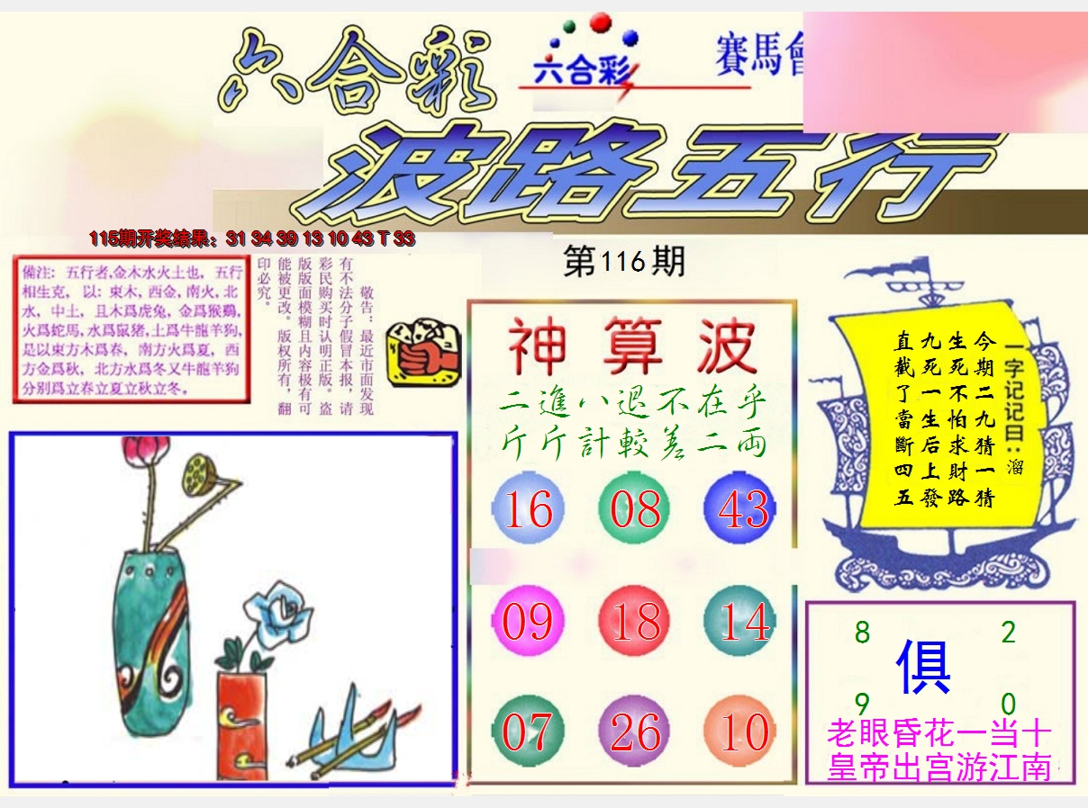 2024116期波路五行