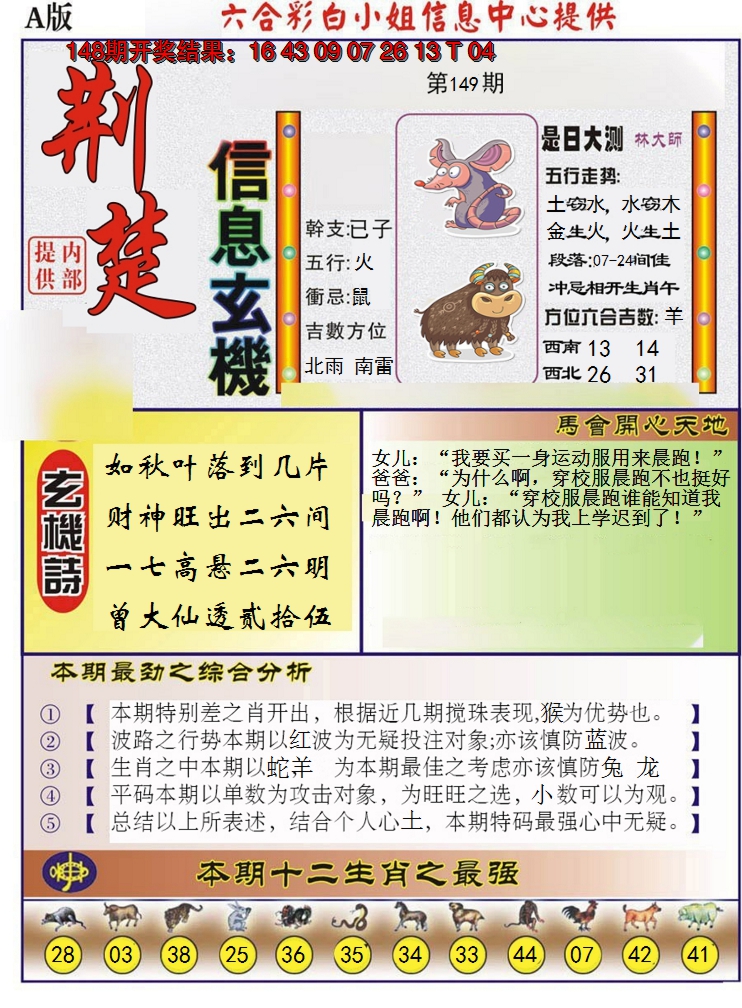 2024149期荆楚信息玄机A