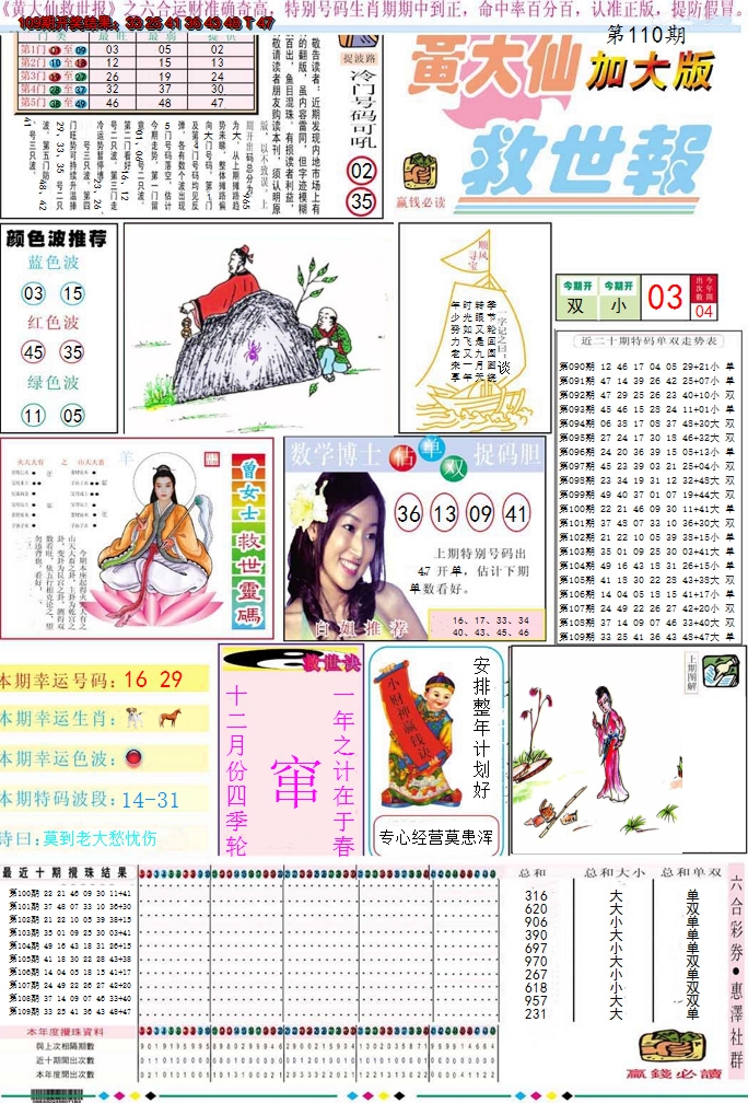 2024110期黄大仙救世A加大版
