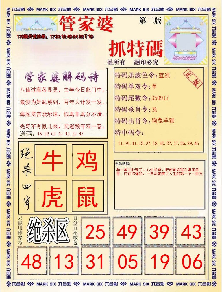 2024171期管家婆抓特码B