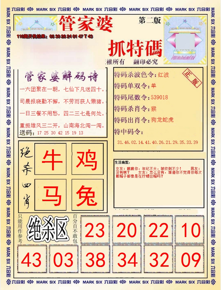2024119期管家婆抓特码B