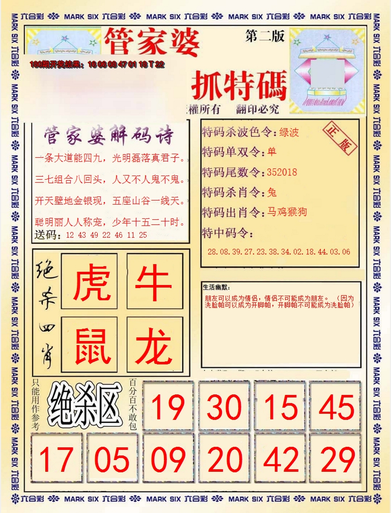 2024181期管家婆抓特码B