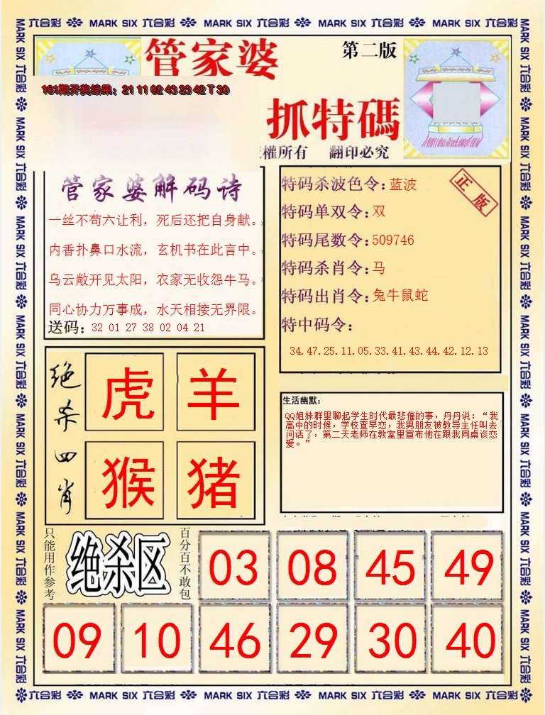 2024162期管家婆抓特码B