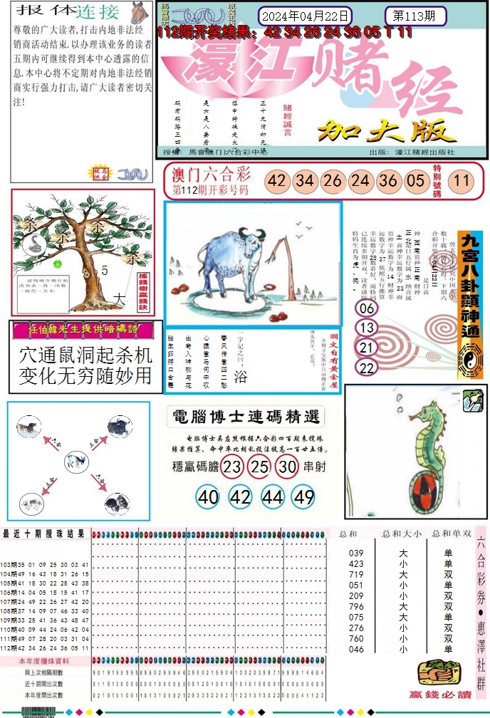 2024113期濠江赌经A加大版