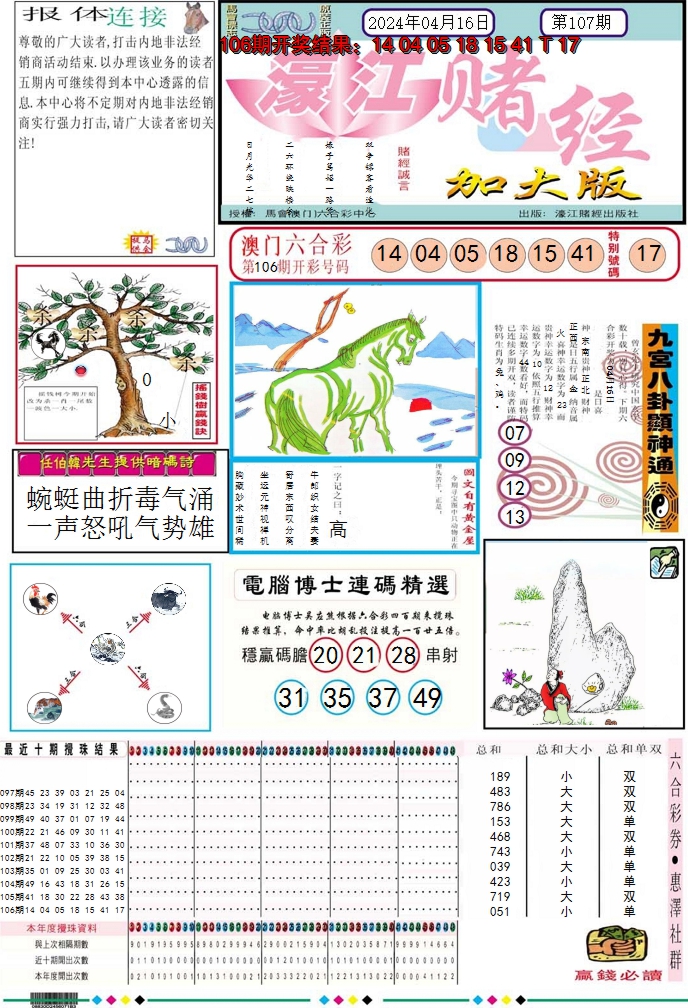 2024107期濠江赌经A加大版