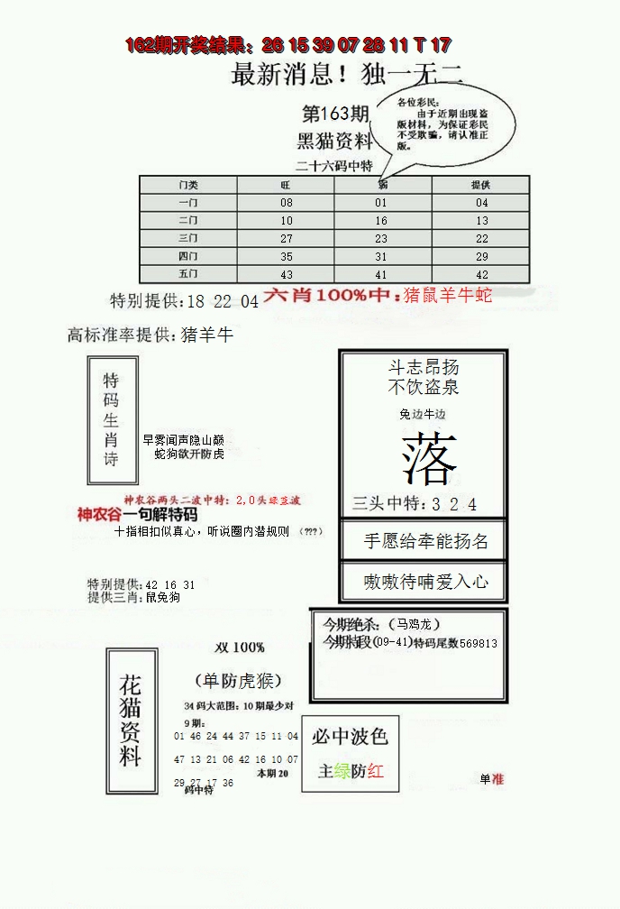 2024163期独一无二(正)