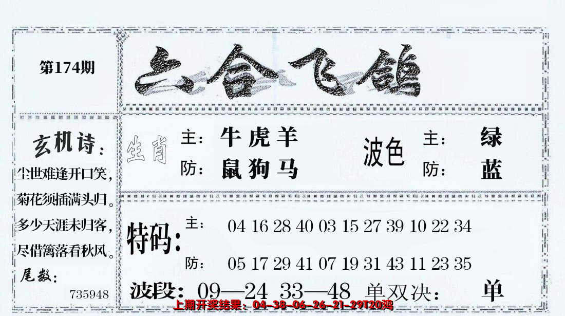 2024174期六合飞鸽