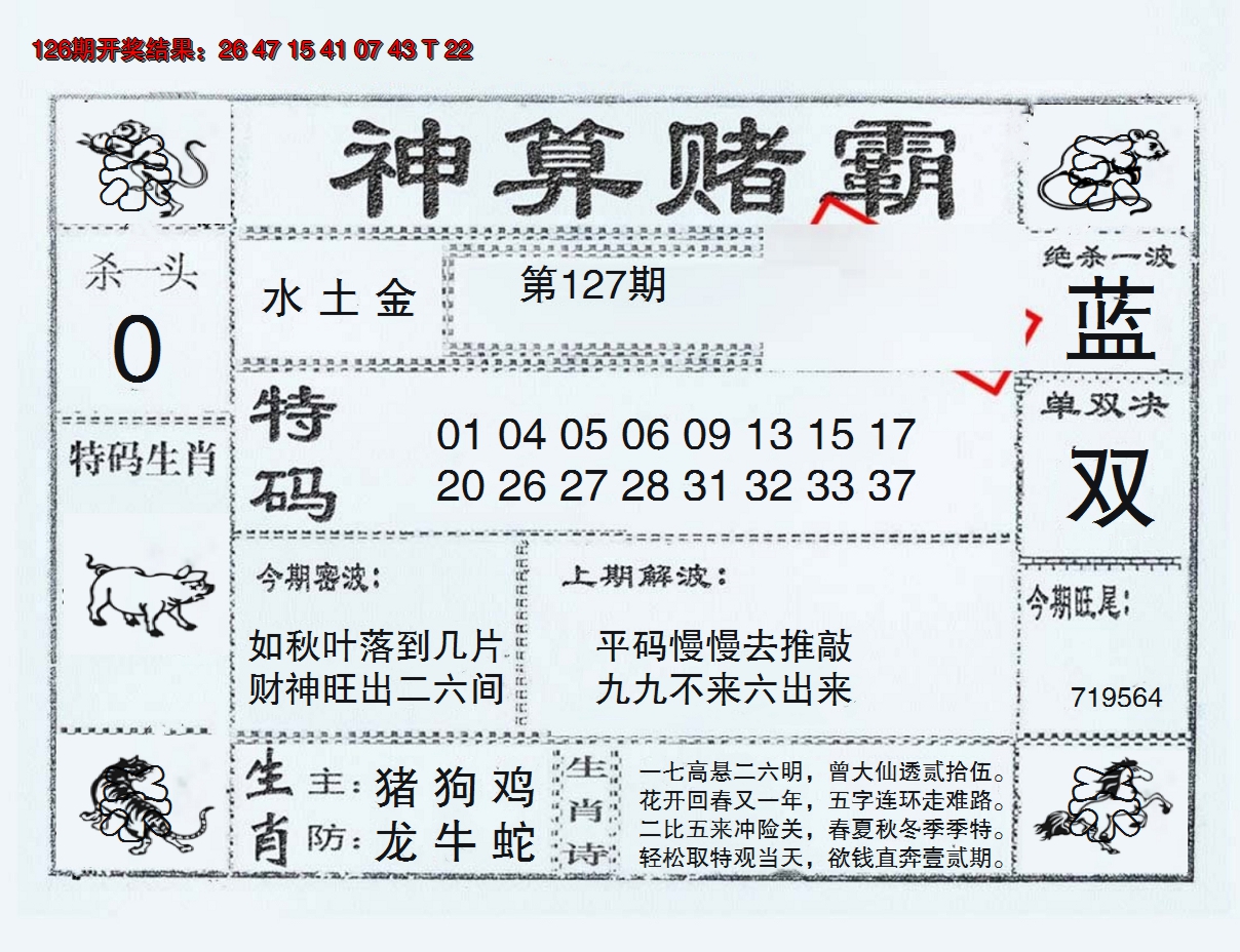 2024127期神算赌霸