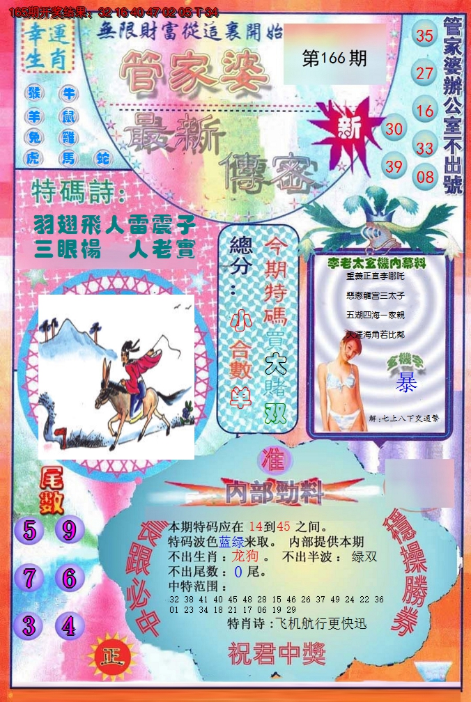 2024166期管家婆新传密