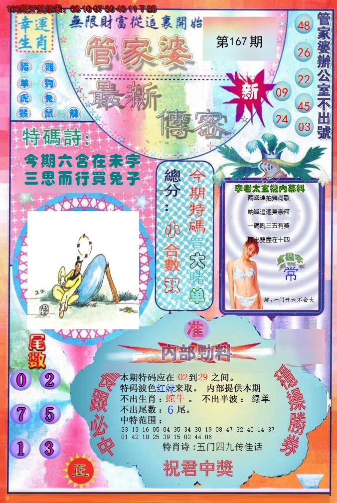 2024167期管家婆新传密