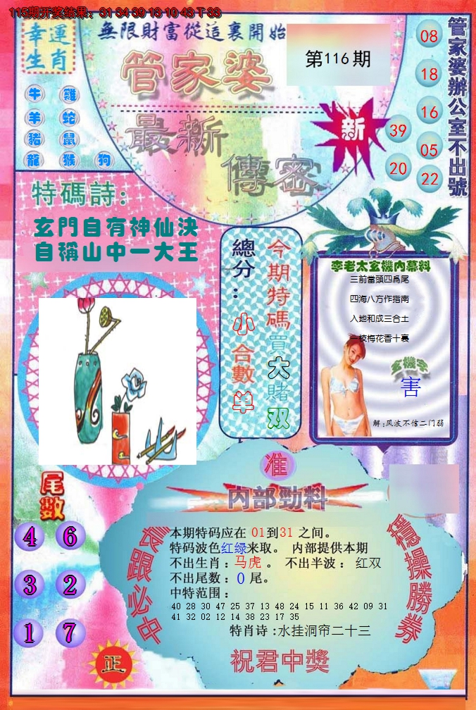 2024116期管家婆新传密