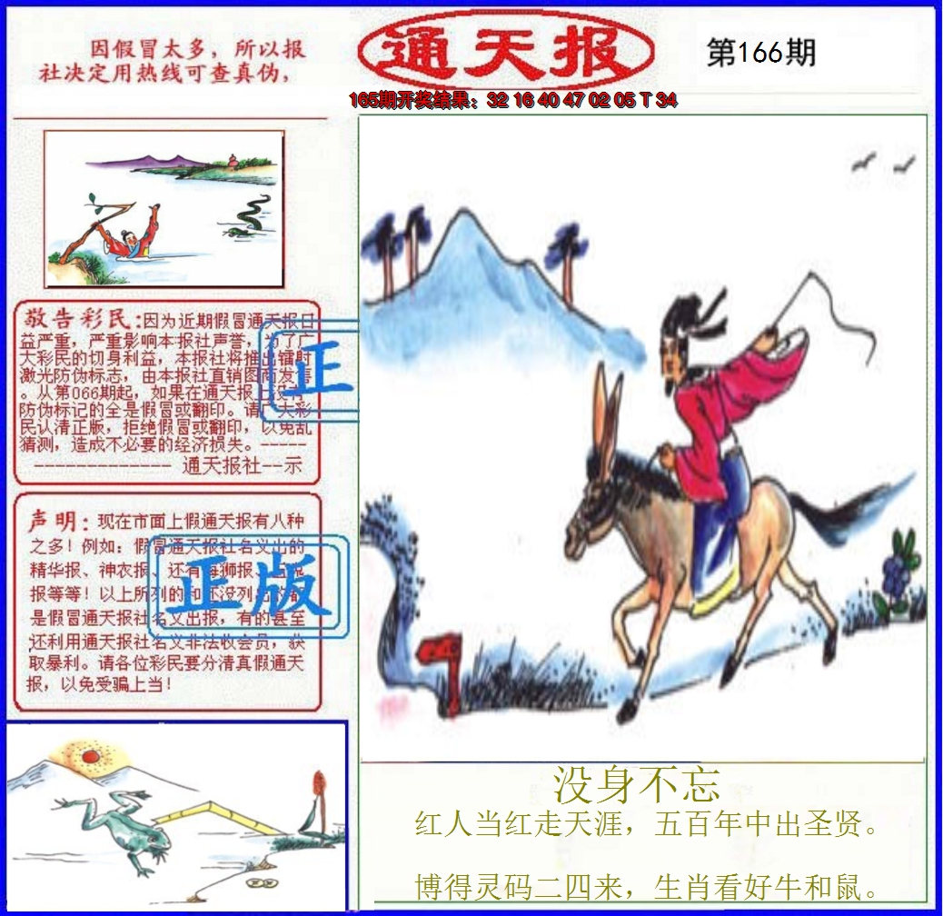 2024166期正版通天报