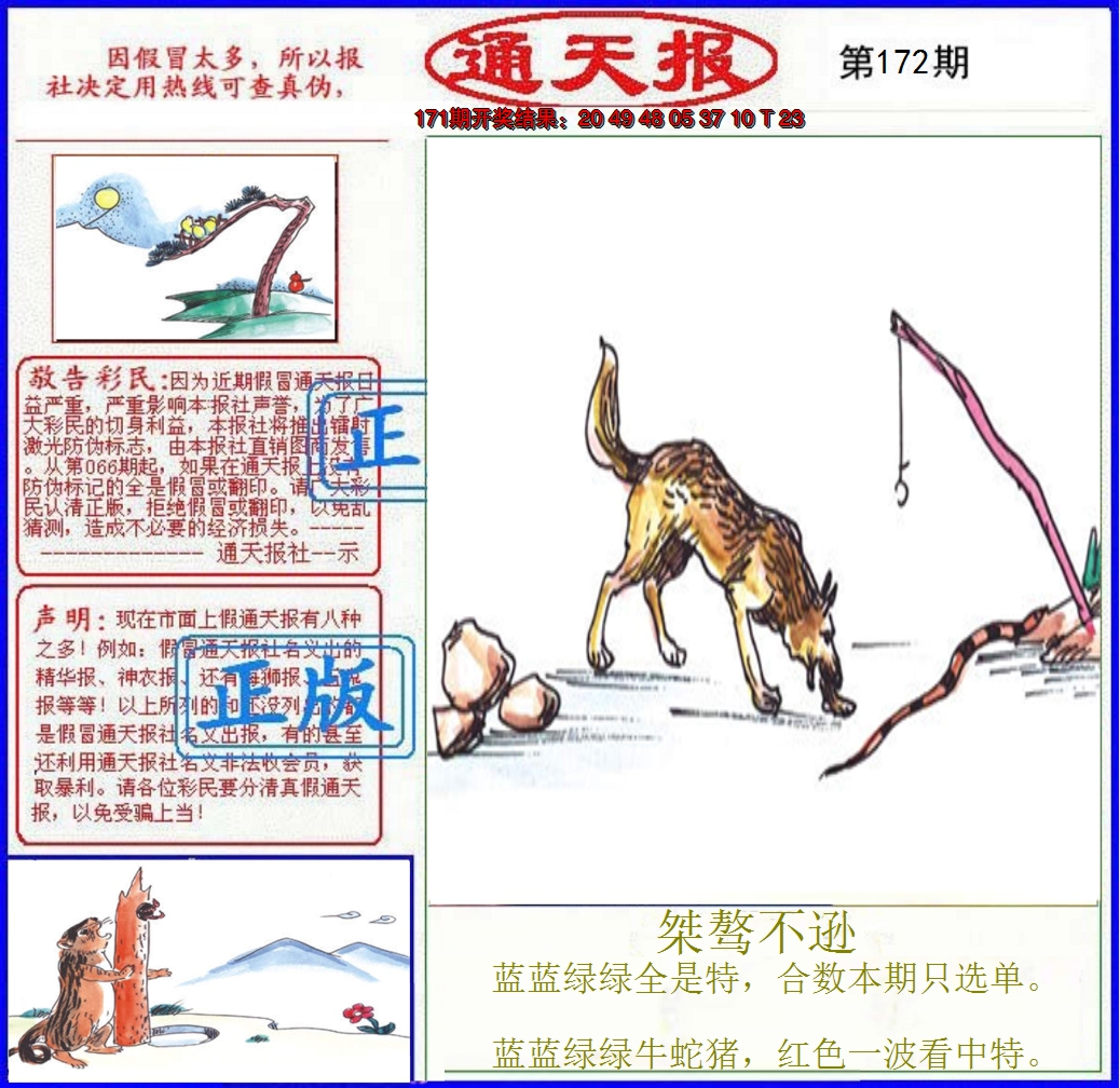 2024172期正版通天报