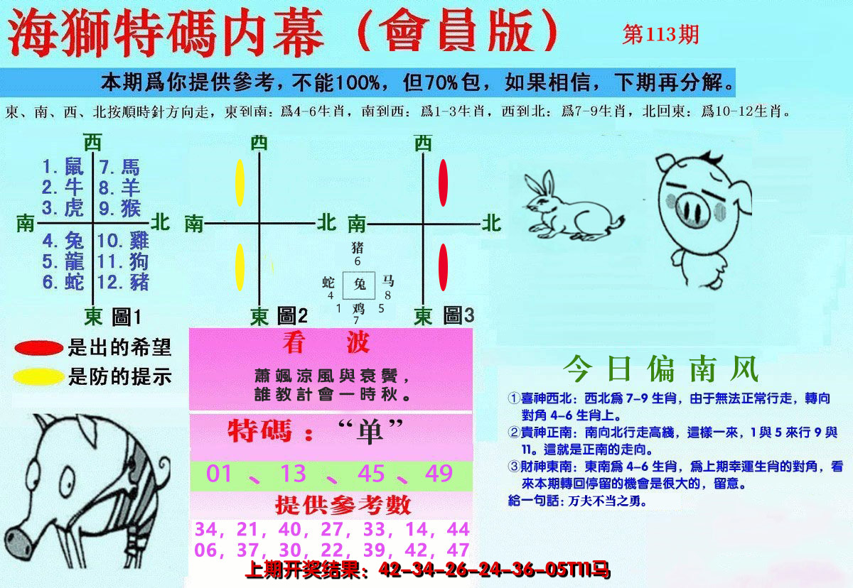 2024113期另版海狮特码内幕报