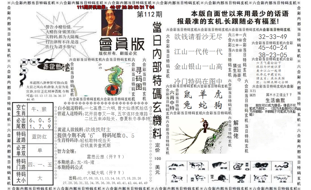 2024112期当日特码玄机报