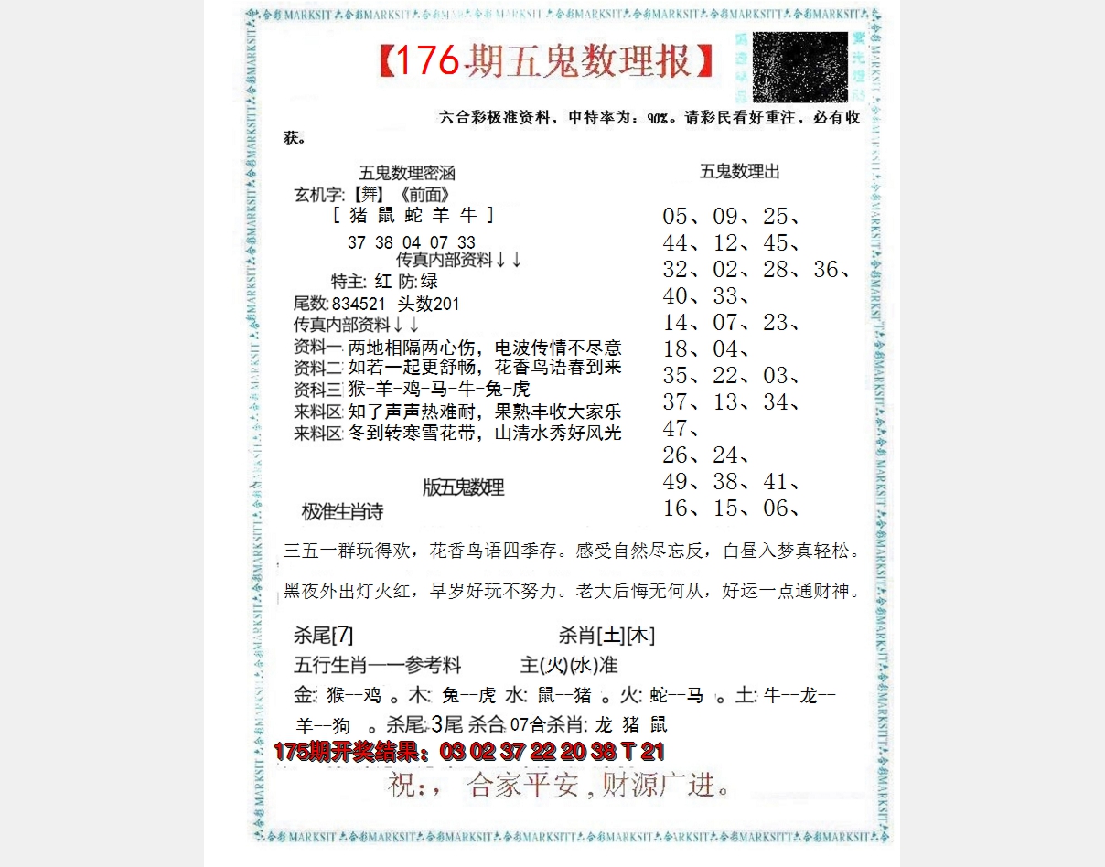 2024176期五鬼数理报