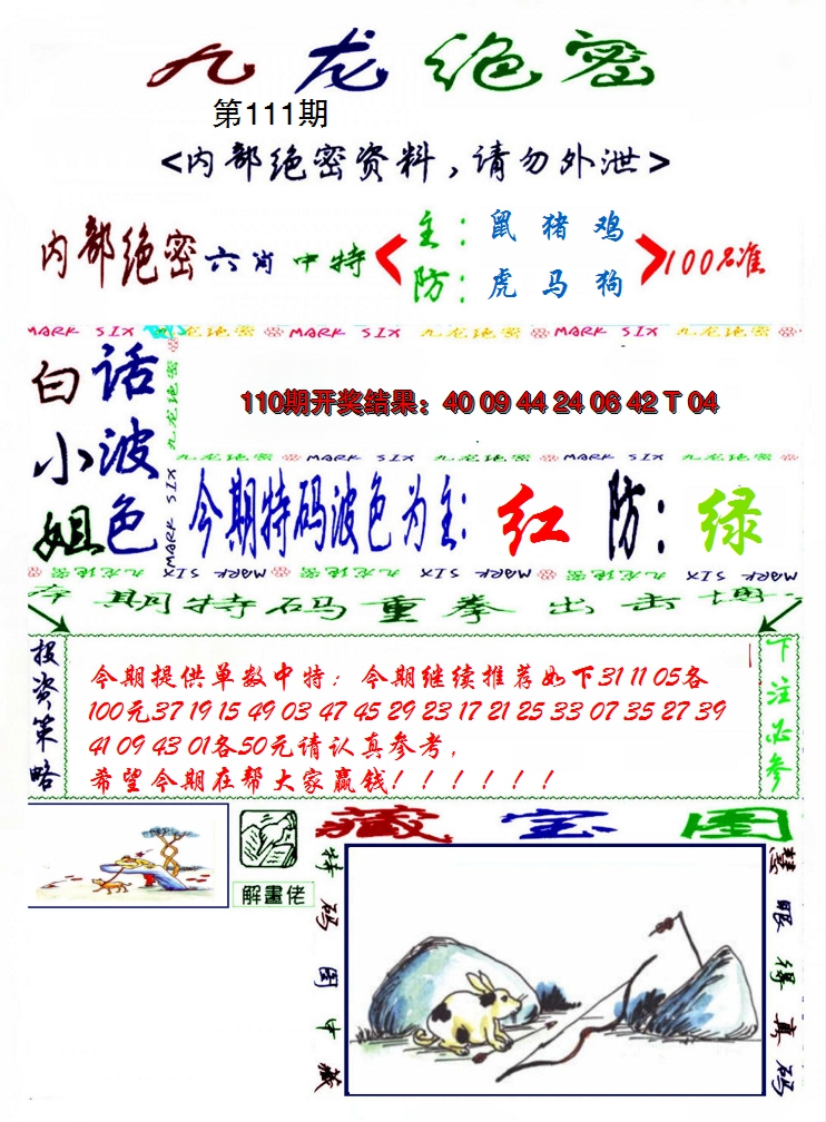 2024111期九龙密报