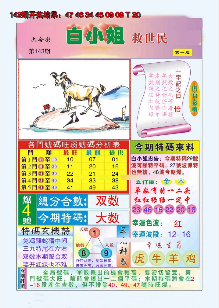2024143期白小姐救世民A