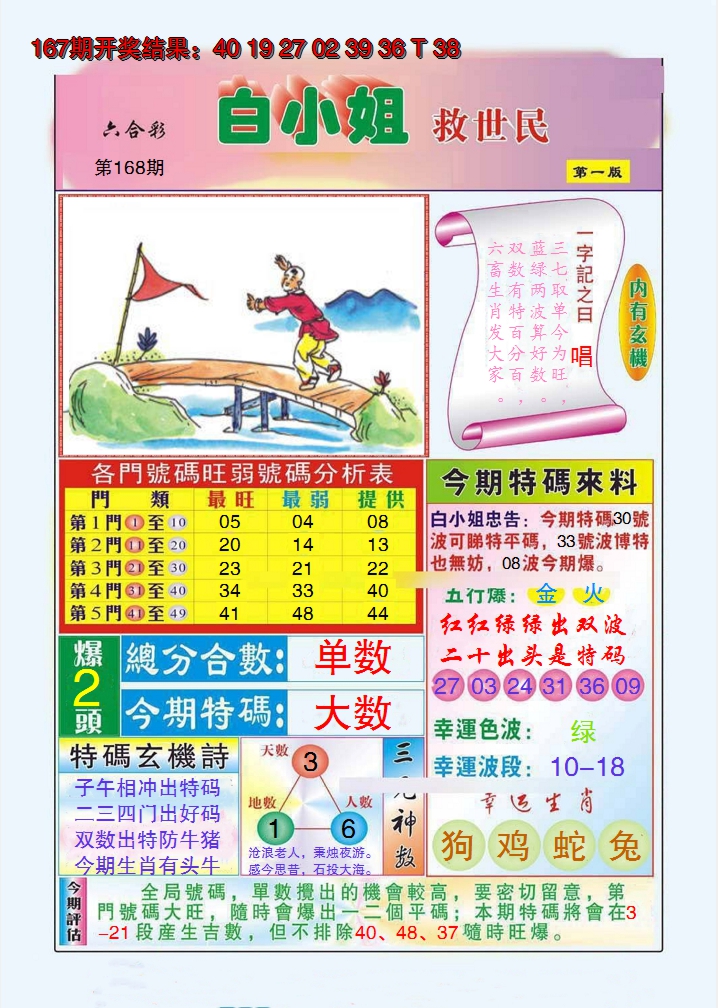 2024168期白小姐救世民A
