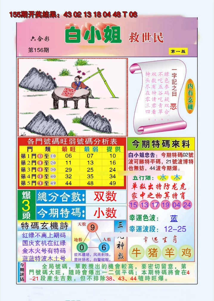 2024156期白小姐救世民A