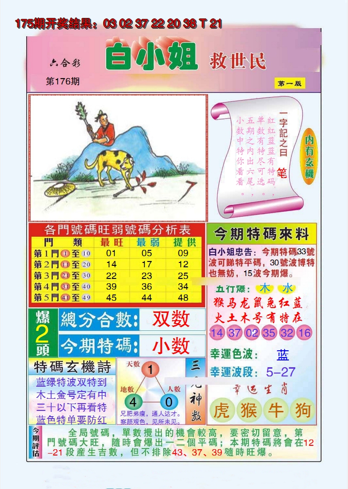 2024176期白小姐救世民A