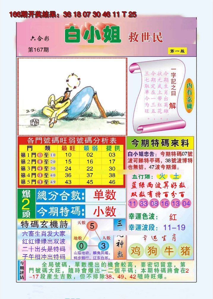 2024167期白小姐救世民A