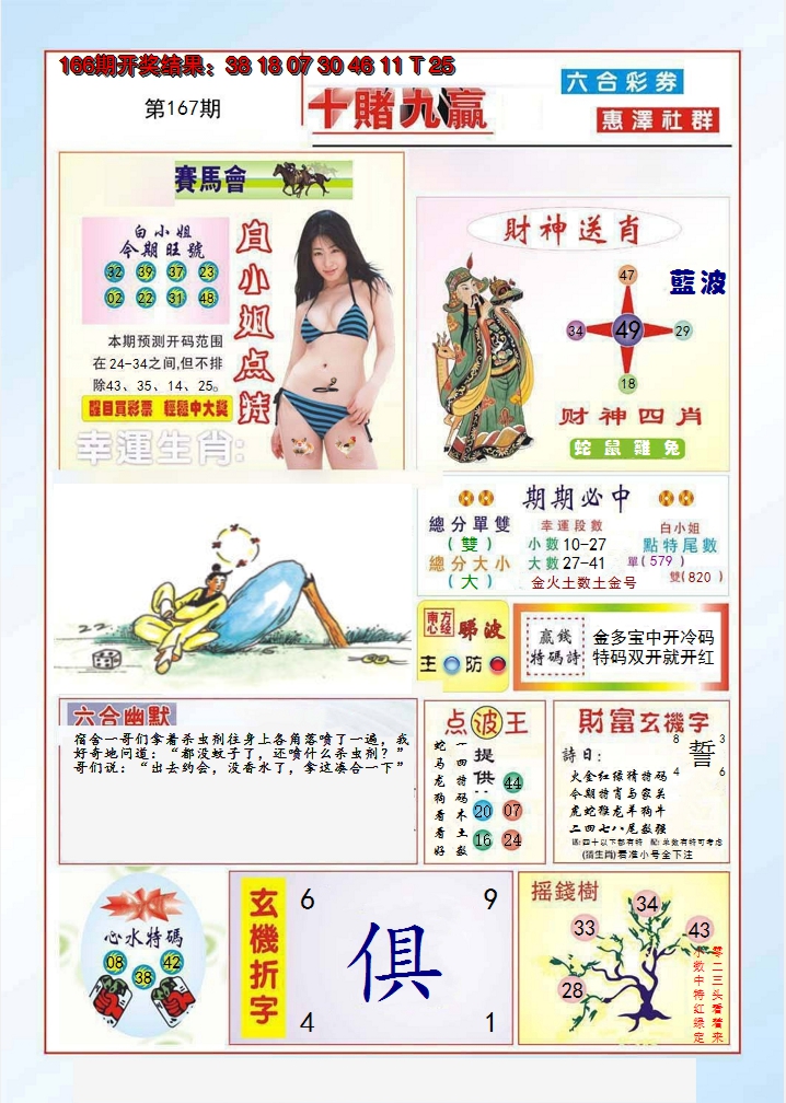 2024167期十赌九羸