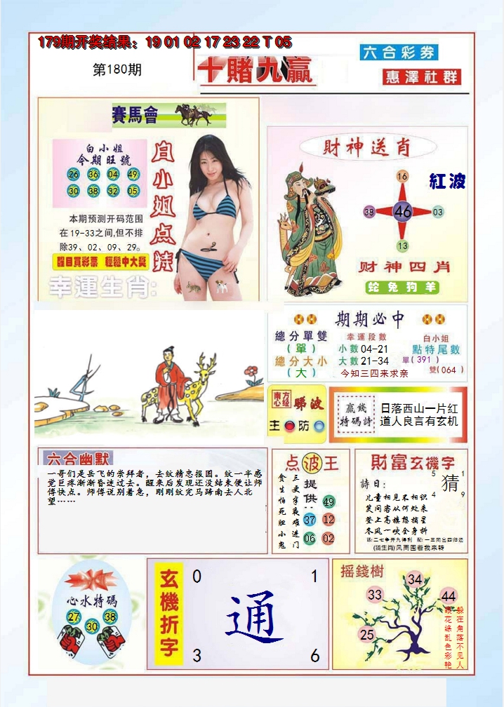 2024180期十赌九羸