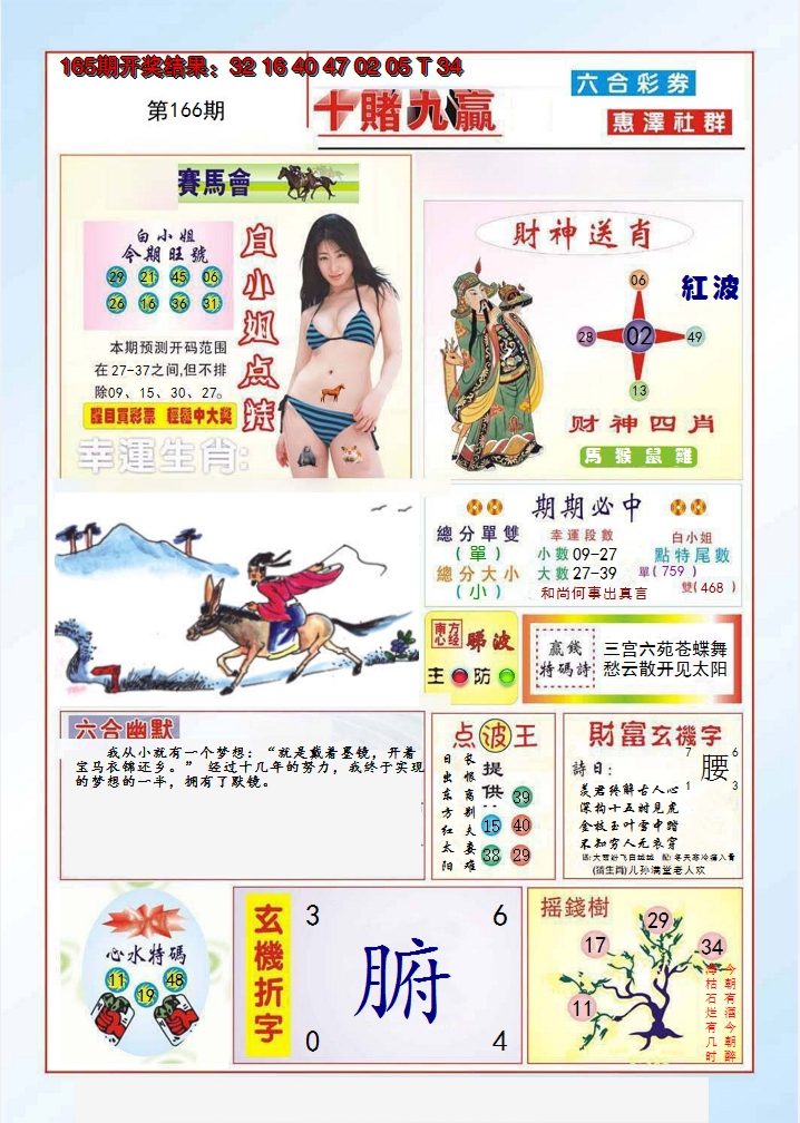 2024166期十赌九羸
