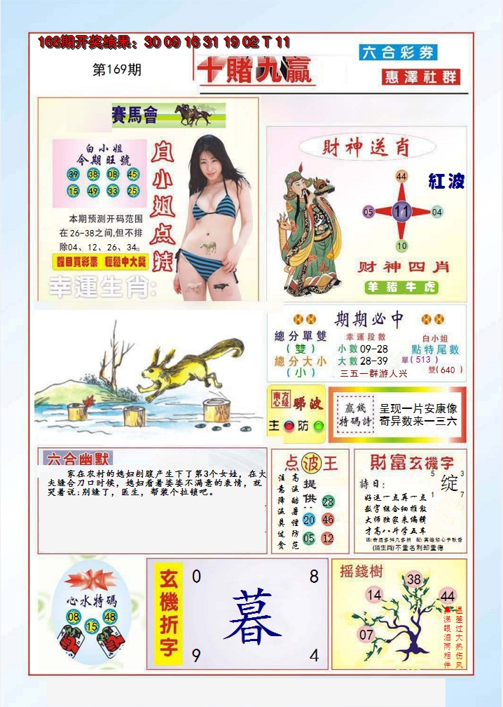 2024169期十赌九羸