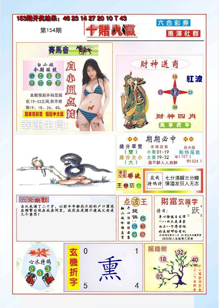 2024154期十赌九羸