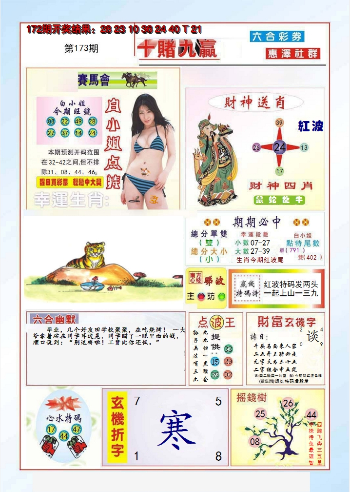 2024173期十赌九羸