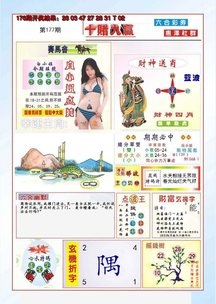 2024177期十赌九羸