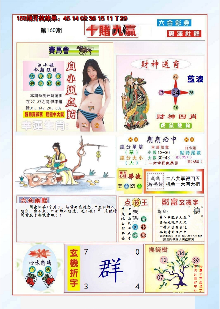 2024160期十赌九羸