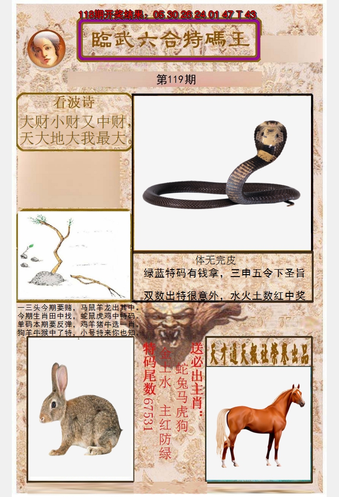 2024119期临武六合特码王