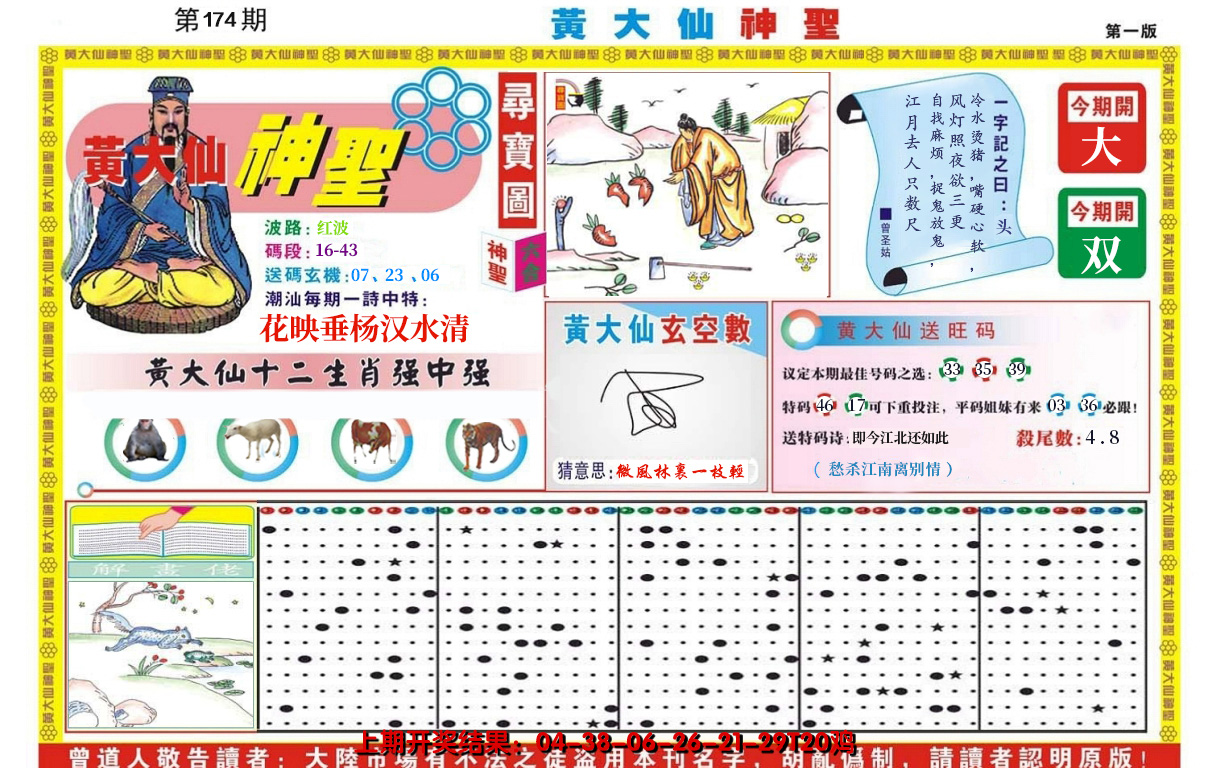 2024174期黄大仙神圣A