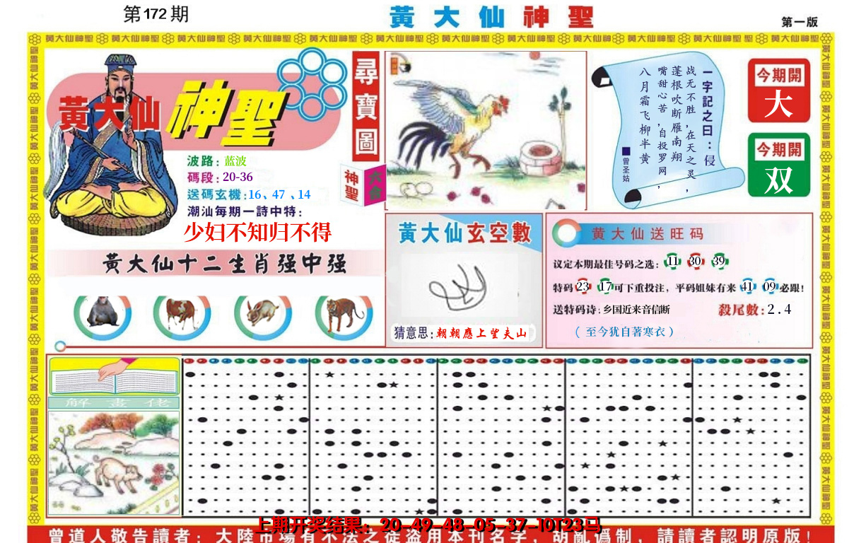 2024172期黄大仙神圣A