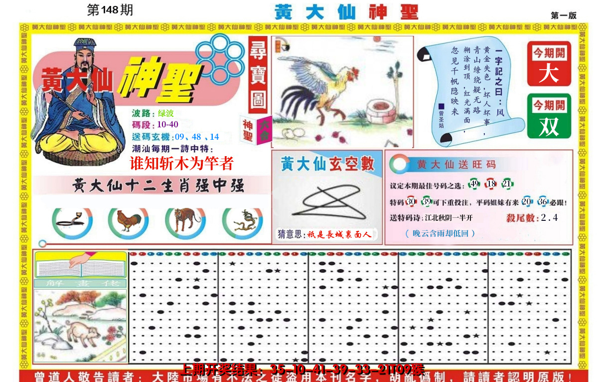 2024148期黄大仙神圣A