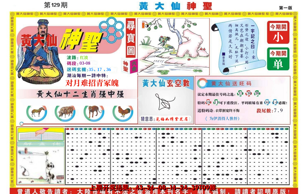 2024129期黄大仙神圣A